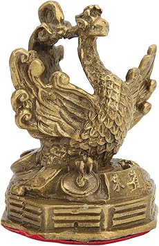 Tissting Mini Brass Phoenix Figurine Statue, 2.32.32.6 Inch Home Decor Collectible - Chinese Mythology Bird Ornament for Desk Shelf Christmas Birthday Gift