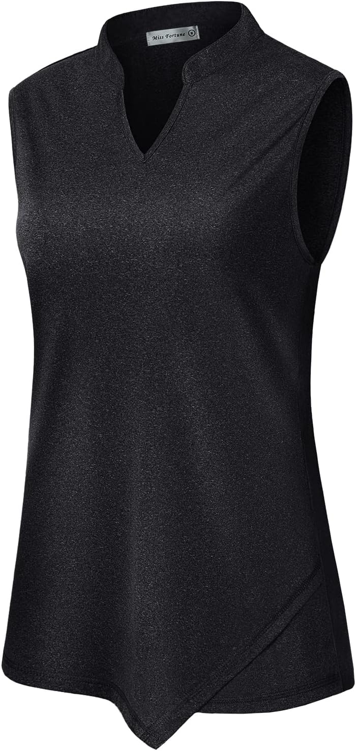 MISS FORTUNE Women's Polo Shirts, Golf V-Neck Workout Tops, Moisture Wicking Ladies Golf Shirt Loose Fit for Tennis Yoga