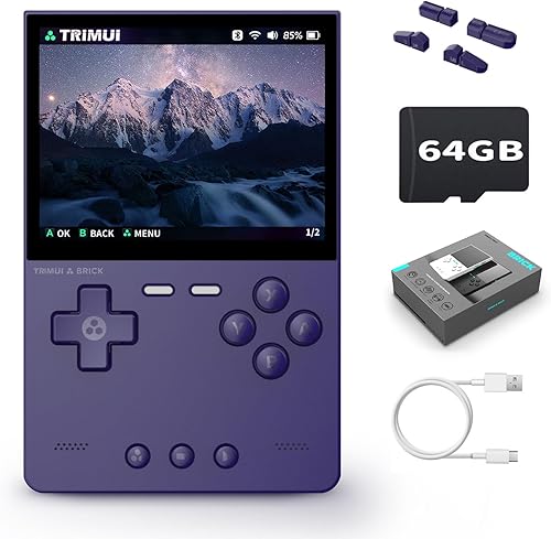 Miniatura 12 de Trimui Brick - Consola de juegos retro de 3.2 pulgadas, pantalla IPS de 1024x768, consolas de videojuegos con tarjeta TF de 64G incorporada, batería