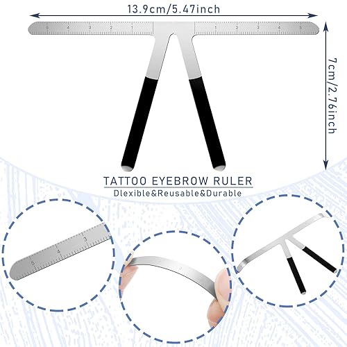 Miniatura 3 de Regla de cejas 3 piezas regla de posicionamiento de 3 puntos, pinza de relación dorada para cejas, microblading Grooming Stencil Shaper herramienta