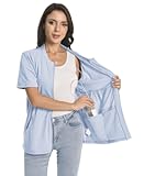 Post Mastectomy Zip Shirts with Drain Pockets Surgery Recovery Must Haves Clothing Comfy Short Sleeve Shirts