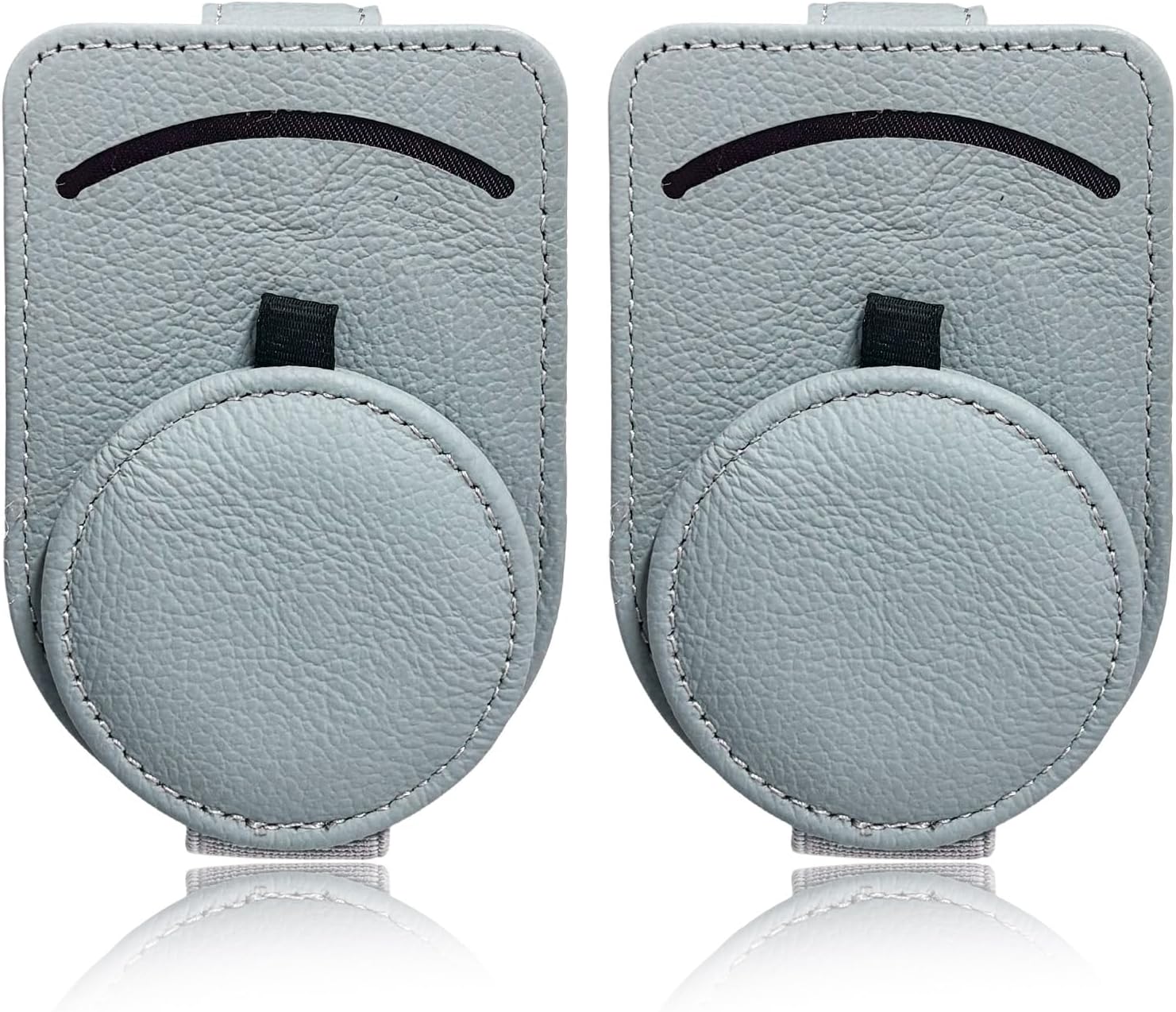 2 PCS Sunglass Holder for Car Visor, Auto Sun Visor Eyeglasses Organizer with Card Ticket Clip, Magnetic Leather Sunglasses Clip Universal for Most Vehicle Visors, Car Accessories (Gray)