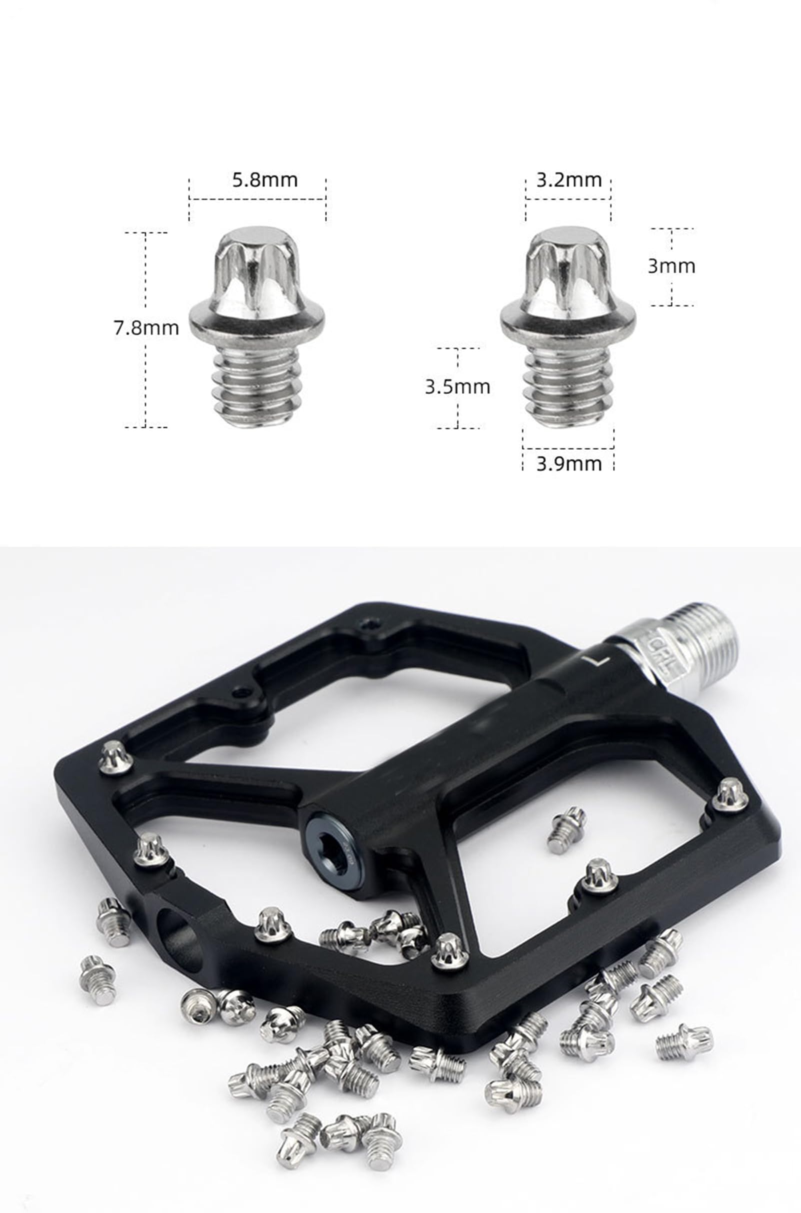 Yundxi 25pcs Bike Pedal Bolts Screw, Bicycle Universal Pedal Screws Anti Slip Nails Bike Accessories with Torx Wrench for Mountain and Road Bikes (A- M4x3.5) : Automotive