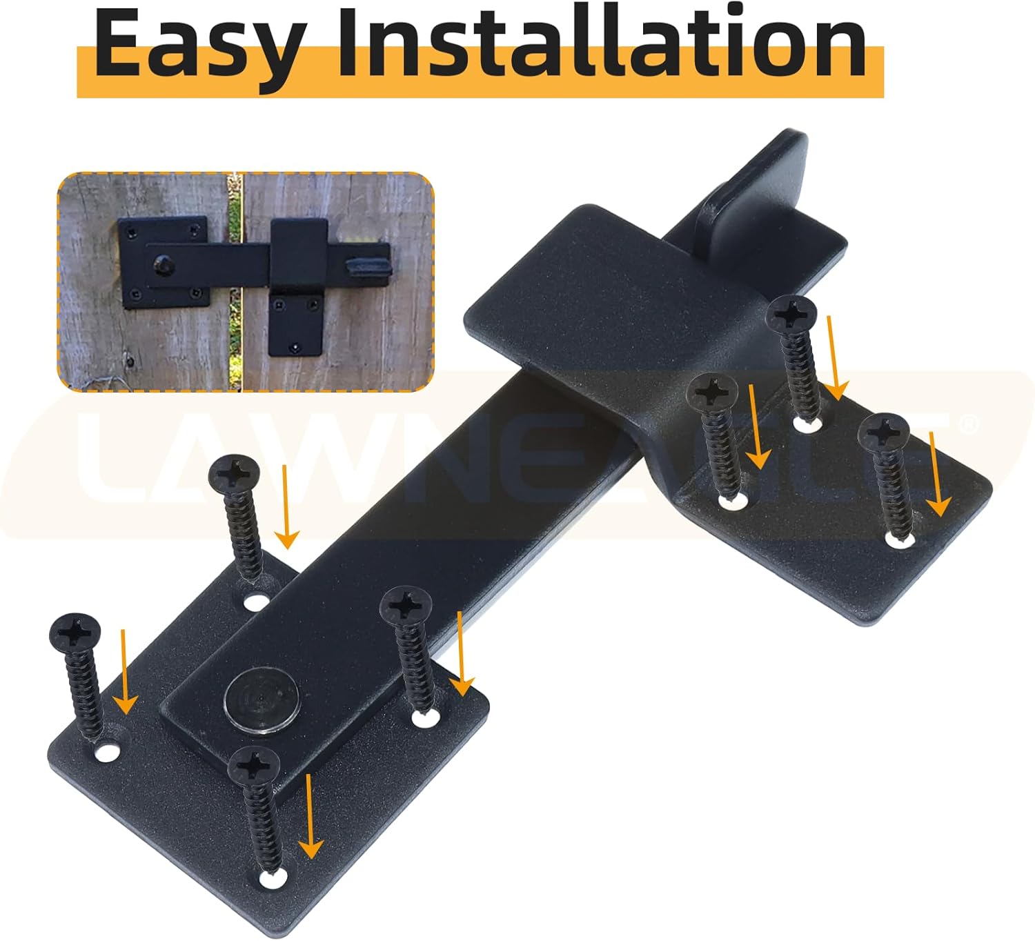 6" Flip Fence Gate Latch with Screwdriver for Wooden Fence Sliding Door, Farm, Garden, Yard, Orchard, Ranch, Carports, Barn Door Lock, 360 Degree Rotated