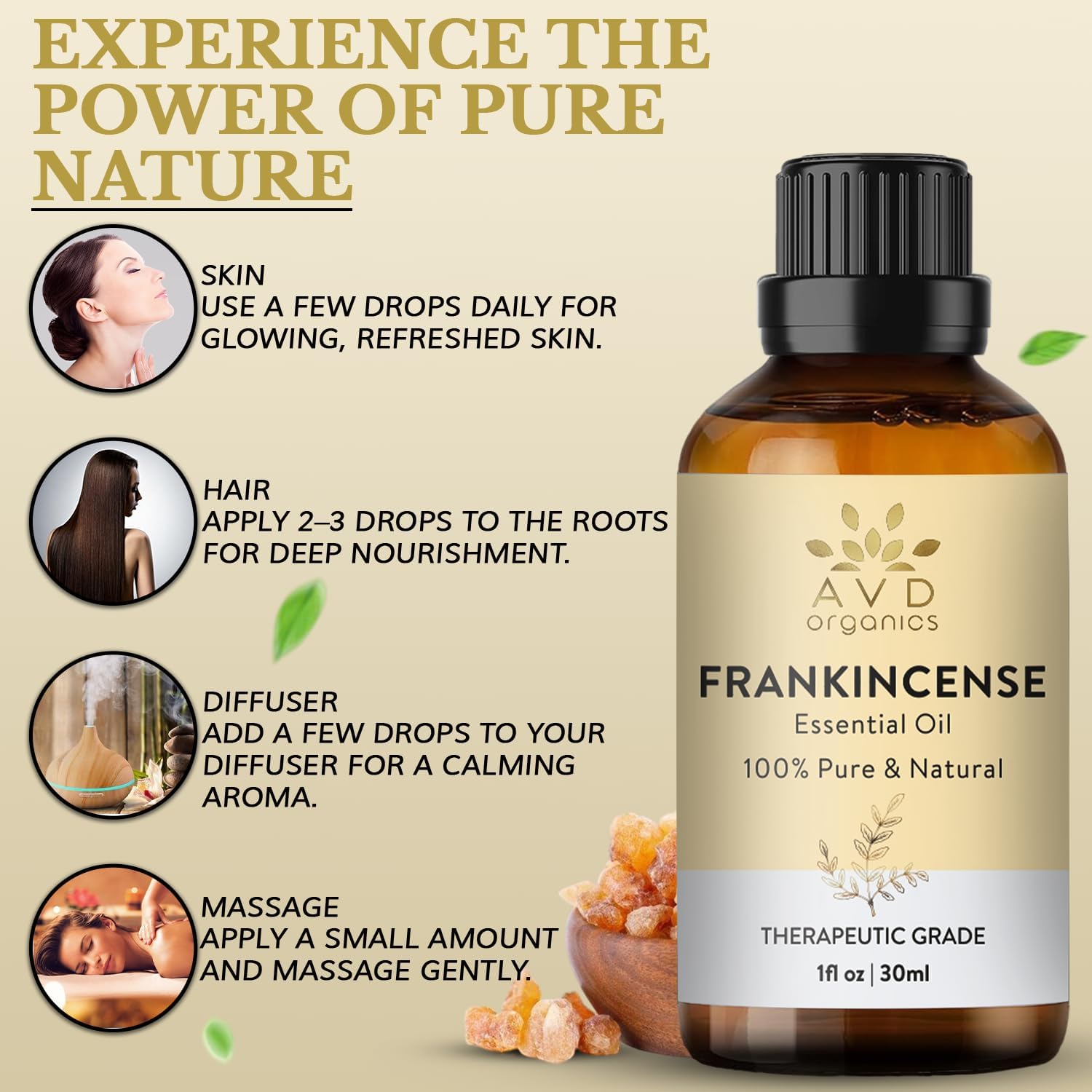 Frankincense Essential Oil 30ml - 100% Pure and Natural - Therapeutic Grade Essential Oil for Skin, Home Fragrance, 1fl. Oz