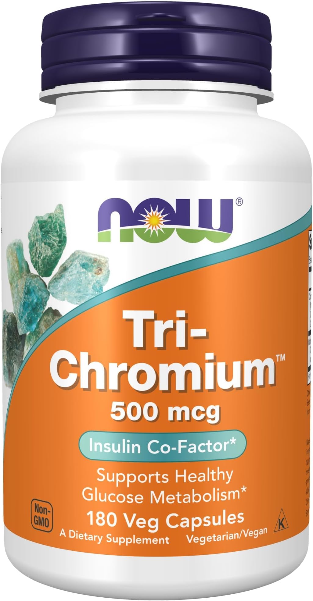 NOW Foods Supplements, Tri-Chromium™ 500 mcg with Cinnamon, Insulin Co-Factor*, 180 Veg Capsules
