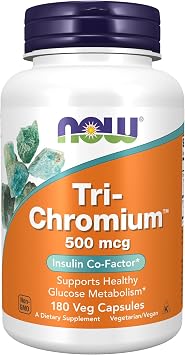 NOW Foods Supplements, Tri-ChromiumTM 500 mcg with Cinnamon, Insulin Co-Factor*, 180 Veg Capsules