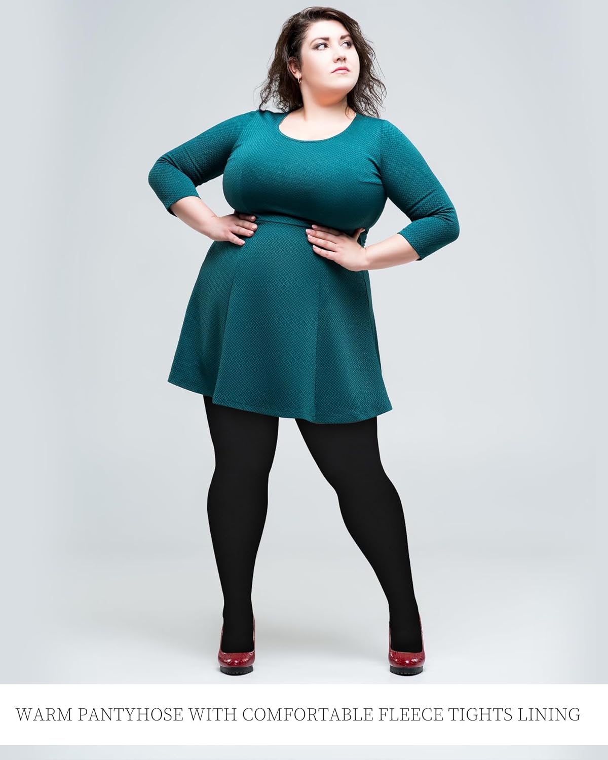 Foaincore 4 Pairs Plus Size Fleece Lined Tights Women Fleece Lined Leggings Translucent Winter Sheer Tights Warm Pantyhose - Image 3