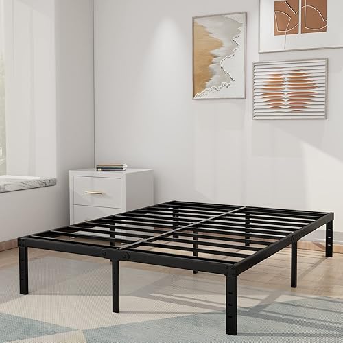Homdock Base de cama de plataforma de metal de 14 pulgadas, estructura de acero resistente y resistente, 3000 libras, resistente y sin ruido, base