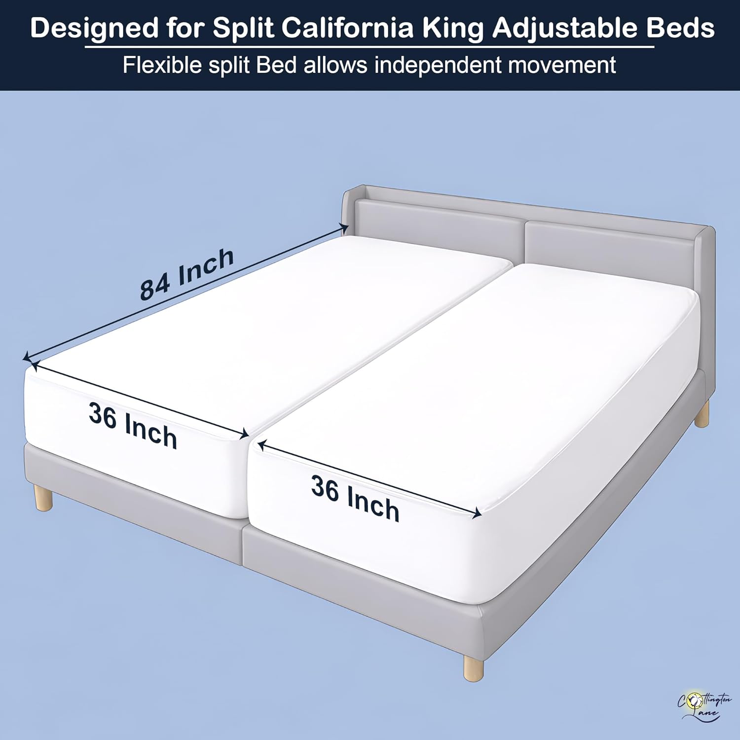 Cottington Lane Split California King Fitted Sheets for Adjustable Beds, Premium Hotel Quality Brushed Microfiber 15 Inch Deep Pocket Two 36 x 84 Bottom Sheets Only, Ultra Soft & Breathable, Ivory