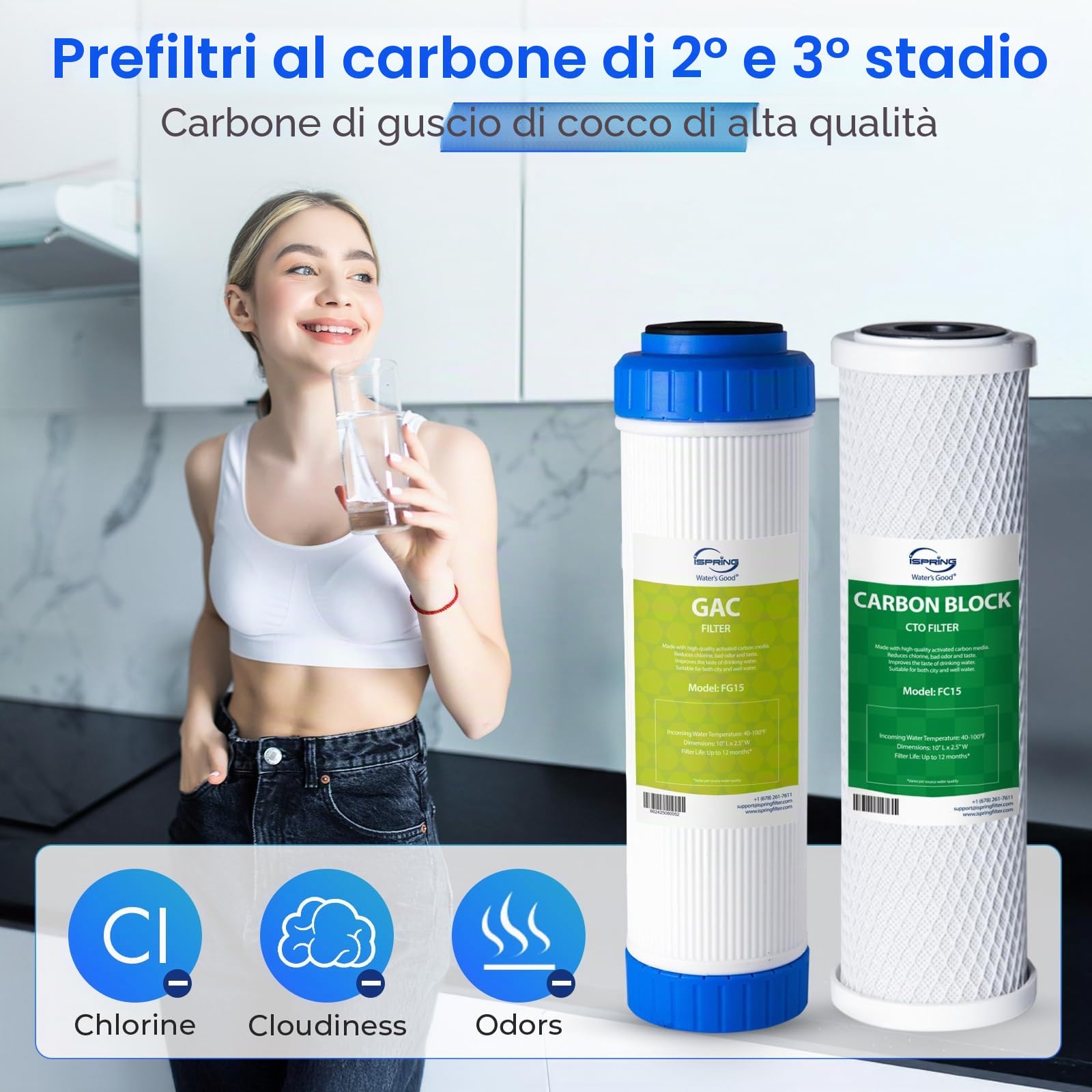 iSpring F10KU 1 Anno Cartuccia Filtro di Ricambio Set per Sistemi a Osmosi Inversa UV Minerali Alcalini a 7 Stadi, 10 Pezzi