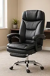 Cadeira de Escritório Presidente Home Office Ajustável Com Apoio Para os Pés Deluxe