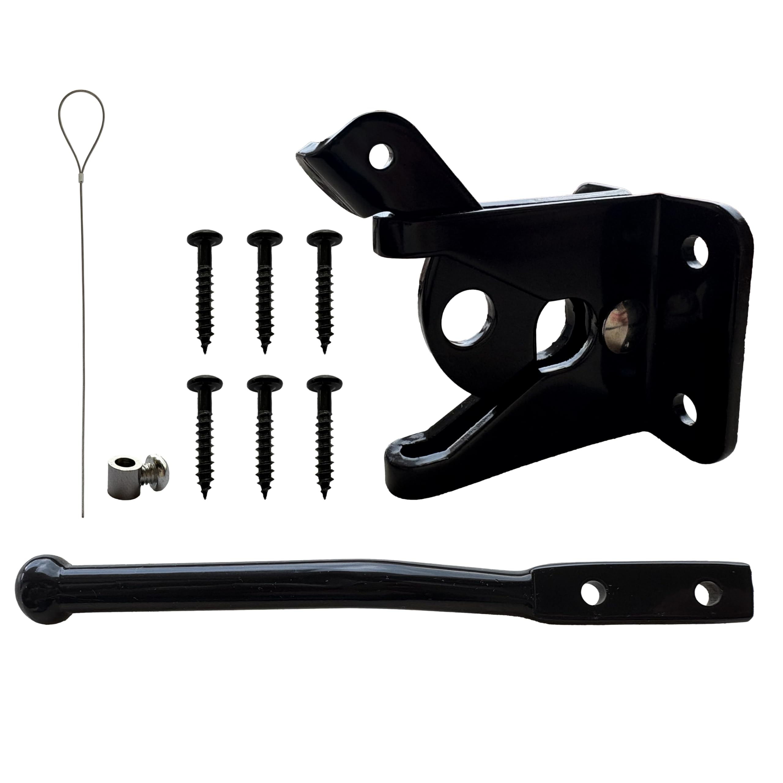 Automatic Gravity Gate Latch Self-Locking Door Latch Auto-Locking for Garden Fence, Black Steel