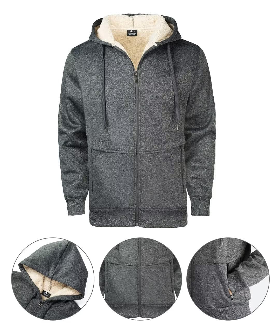 SPEEDRUN Sweats à Capuche Homme Sweatshirt en Molleton à Capuche Entièrement Zippé tiède