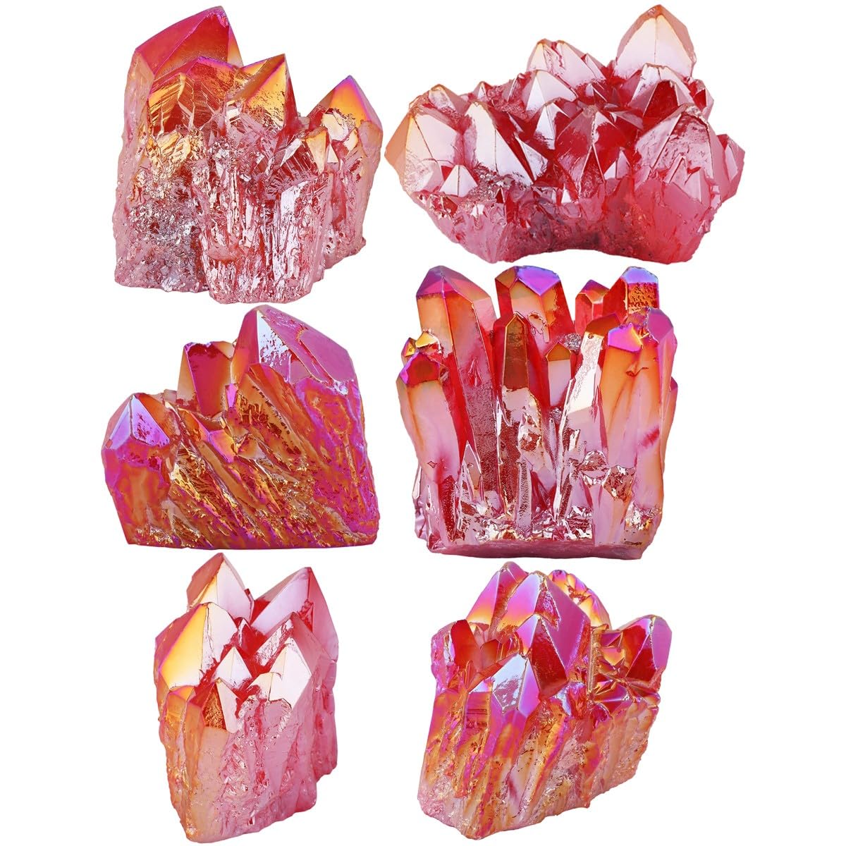 KYEYGWO Rock Crystal Cluster Quartz Stone,Titanium Coated Natural Drusy Crystal Geode Raw Stone Mineral Rough Gemstone Reiki Feng Shui Stone Decor - Image 3