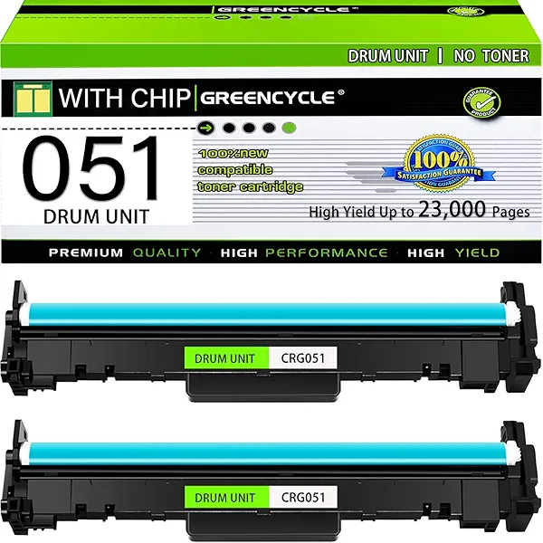greencycle 2Pack 051 Drum 2170C001 Compatible Replacement for Canon 051 Imaging Drum CRG051 Drum Unit Kit use for imageClass Pro LBP162dw MF264dw MF267dw MF269dw LBP160 MF260 Printer(2-Pack)