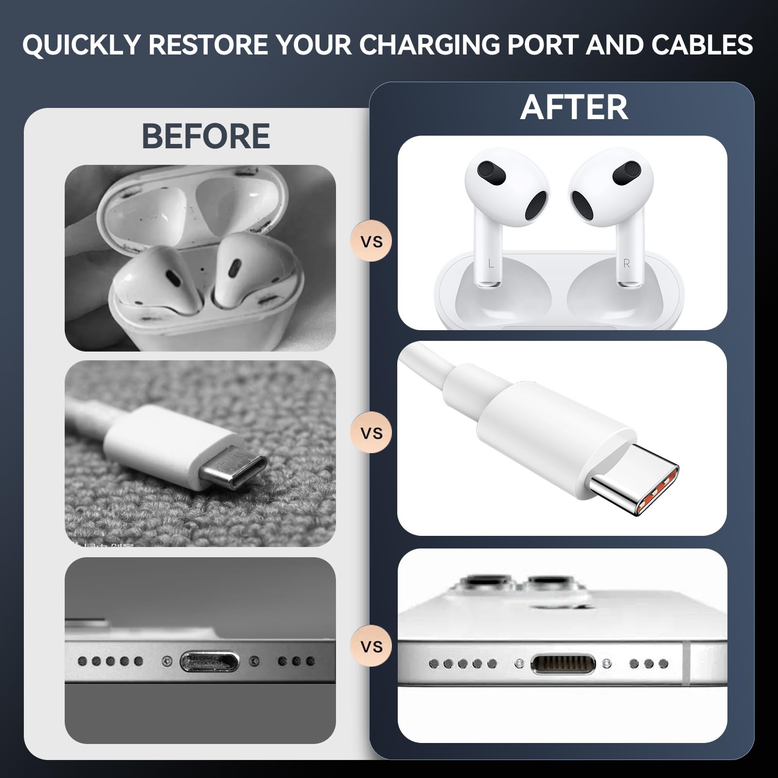 Kit de limpieza para iPhone, limpiador multiherramienta y kit de reparación para AirPods y AirPods Pro, limpiador de teléfono para iPhone, iPad, altavoces, incluye herramienta de extracción de tarjeta