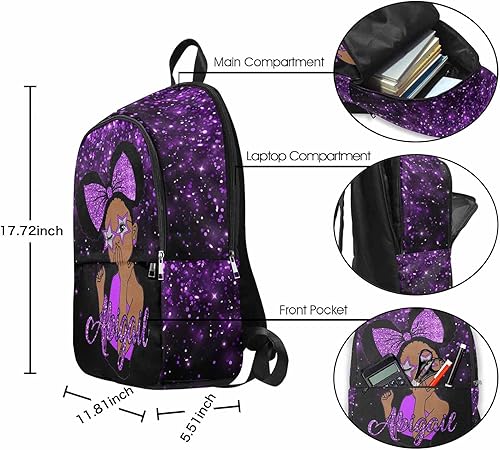 Vista 3 de MyPupSocks Mochila personalizada Bolsa de almuerzo Casual Daypack School Bag para regalo de escuela de espalda, Multi13, Mochilas Daypack