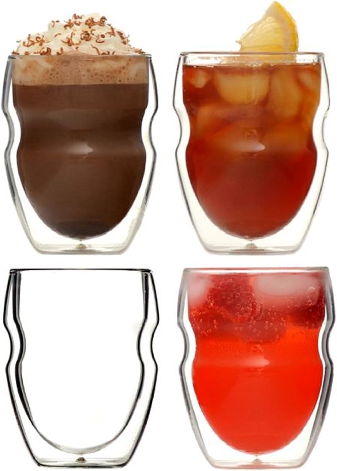 Ozeri Serafino Double Wall Insulated Beverage and Coffee Glasses, 8Ounce, Set of 4