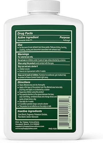 Miniatura 5 de HAPPY SOLES OTC - Polvo antifúngico para tratamiento de pies de atletas al 2 % de nitrato de miconazol, alivia la picazón y el ardor, absorbe la