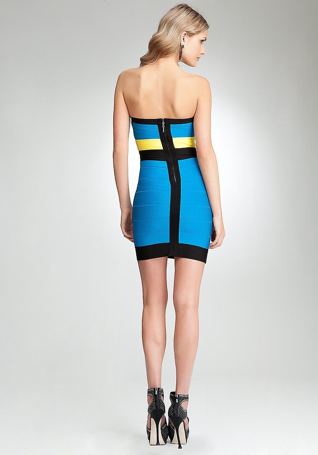 Bebe Size Xs Blue Colorblock Strapless Bandage Dress | Desertcart Aruba