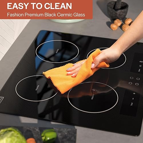 Miniatura 10 de Empava Estufa eléctrica de inducción horizontal con 2 quemadores en vidrio liso de cerámica negra Vitro 120V, 12 pulgadas