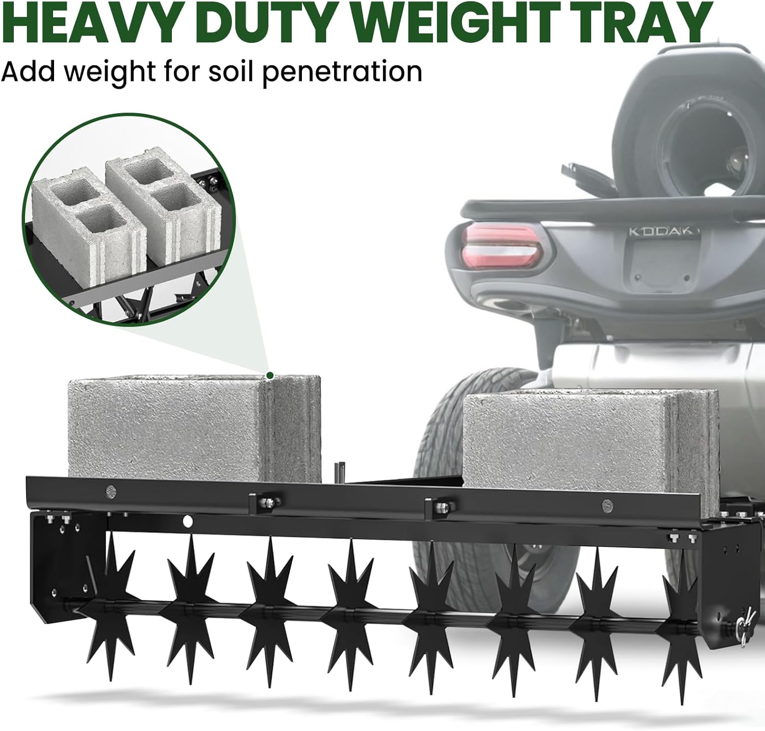 Tow Behind Spike Aerator, 32 Inch Tow Behind Lawn Aerator with 8 Galvanized Steel Spike Tines, Anti-Corrosion Lawn Aerator Tool with Extra-Wide Tow Bar for Lawn, Yard, Garden, Park and Farm