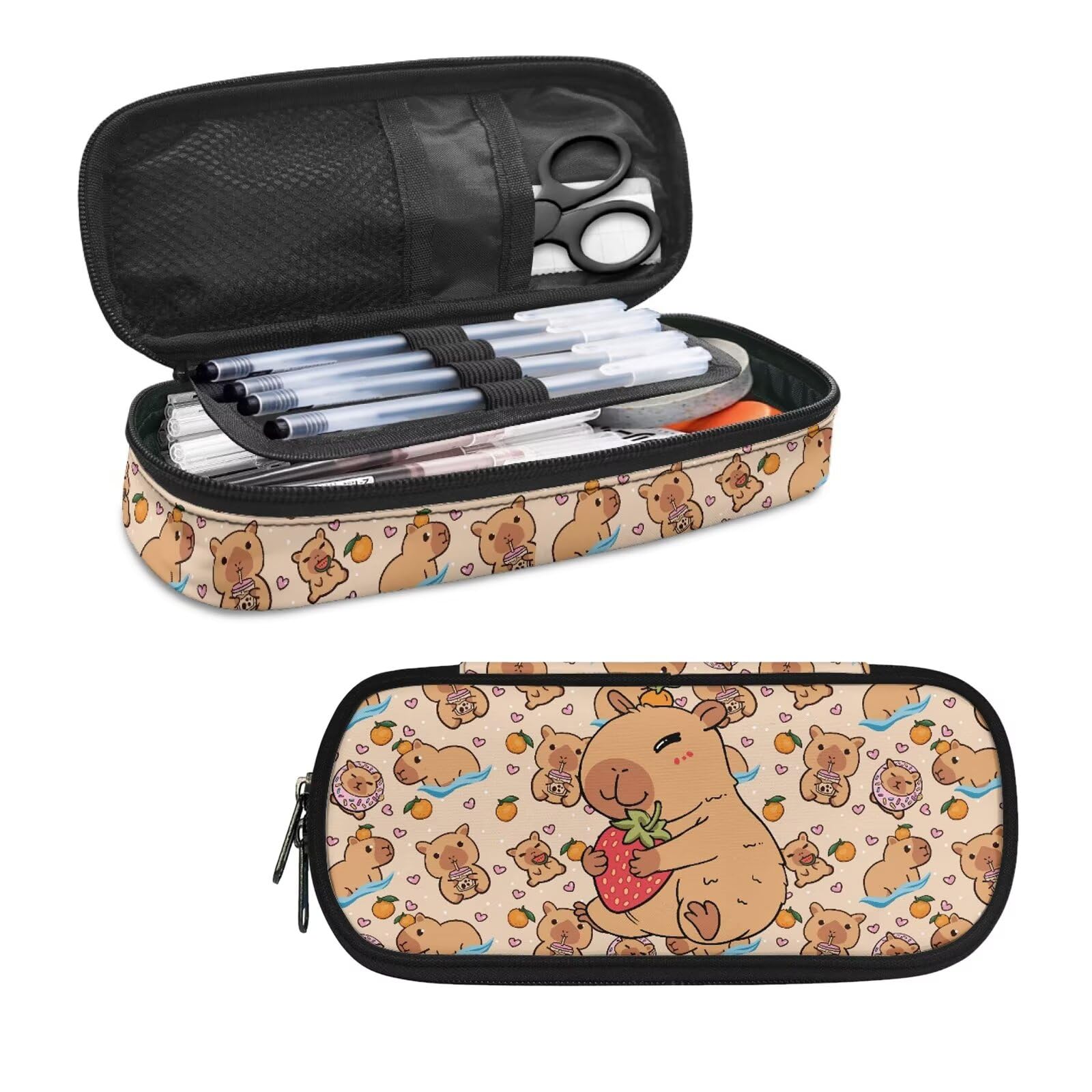 Capybara Pencil Case Cute for Girls Boys Kids 3-5 6-8 10-12 Teen Pen Bag Zipper Pencil Pouch Multifunctional Storage Organzier Holder Box School Office Gifts