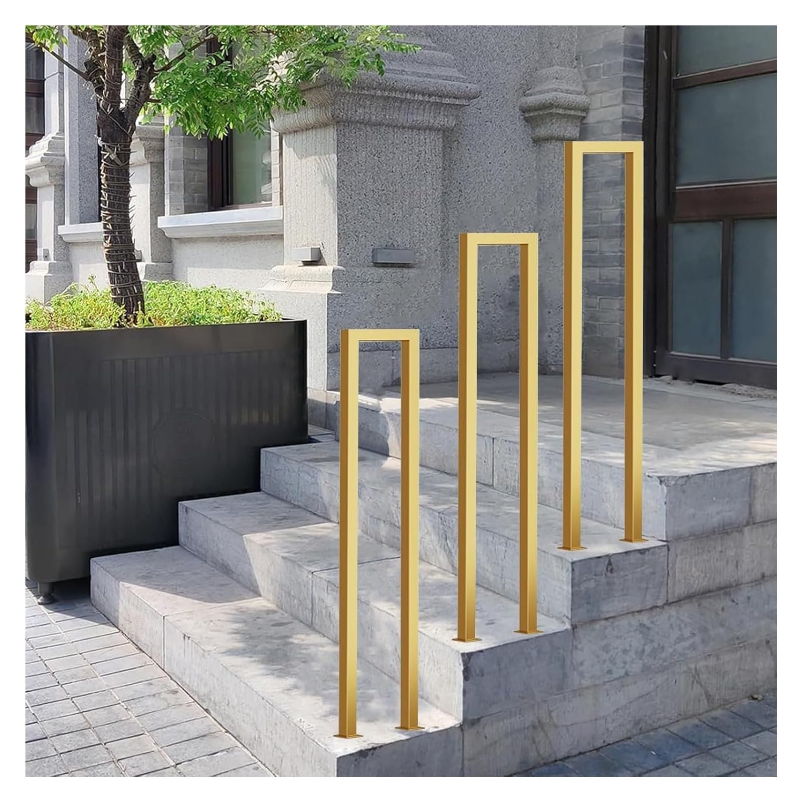 Stair Railing 3pcs U-Shaped Railing Stairs for Indoor Outdoor Handrail Stair Railing Stair Handrails for Hallways Apartments Villas(90cm)