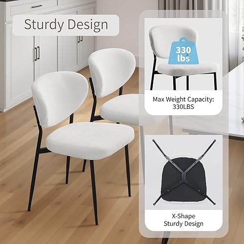 Miniatura 6 de Juego de 4 sillas de comedor tapizadas modernas de chenilla para cocina y comedor, asiento ancho relleno con cojín de espuma viscoelástica 58D,