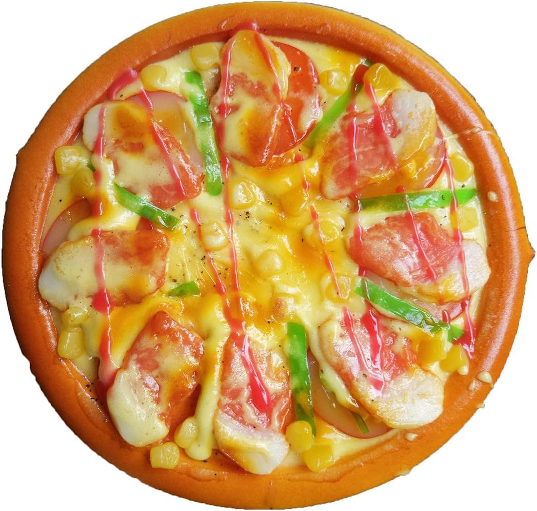 Transcend11 Fake Bacon Pizza Faux Simulation Lifelike Meat Food Home House Party Kitchen Cabinet Desk Decoration Hotel Store Display Model Photography Props Kids Play Food Toy