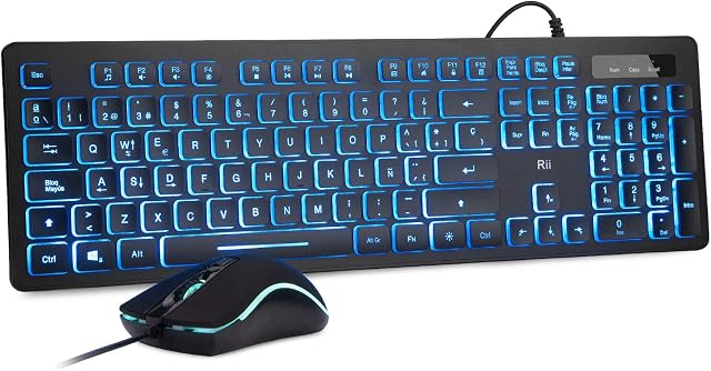 Rii RK105 Teclado y Ratón RGB Cableado para Gaming QWERTY Español