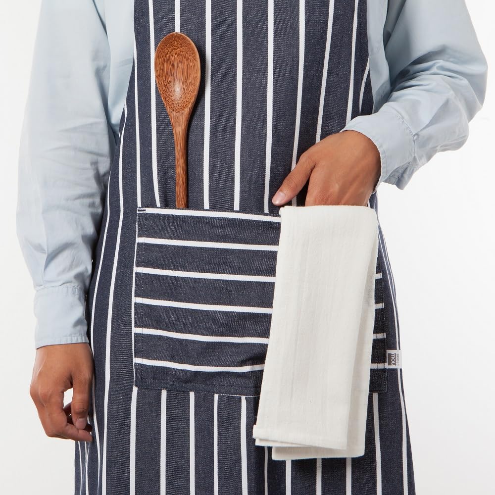 Now Designs Basic Cotton Kitchen Chef's Apron, Butcher Stripe