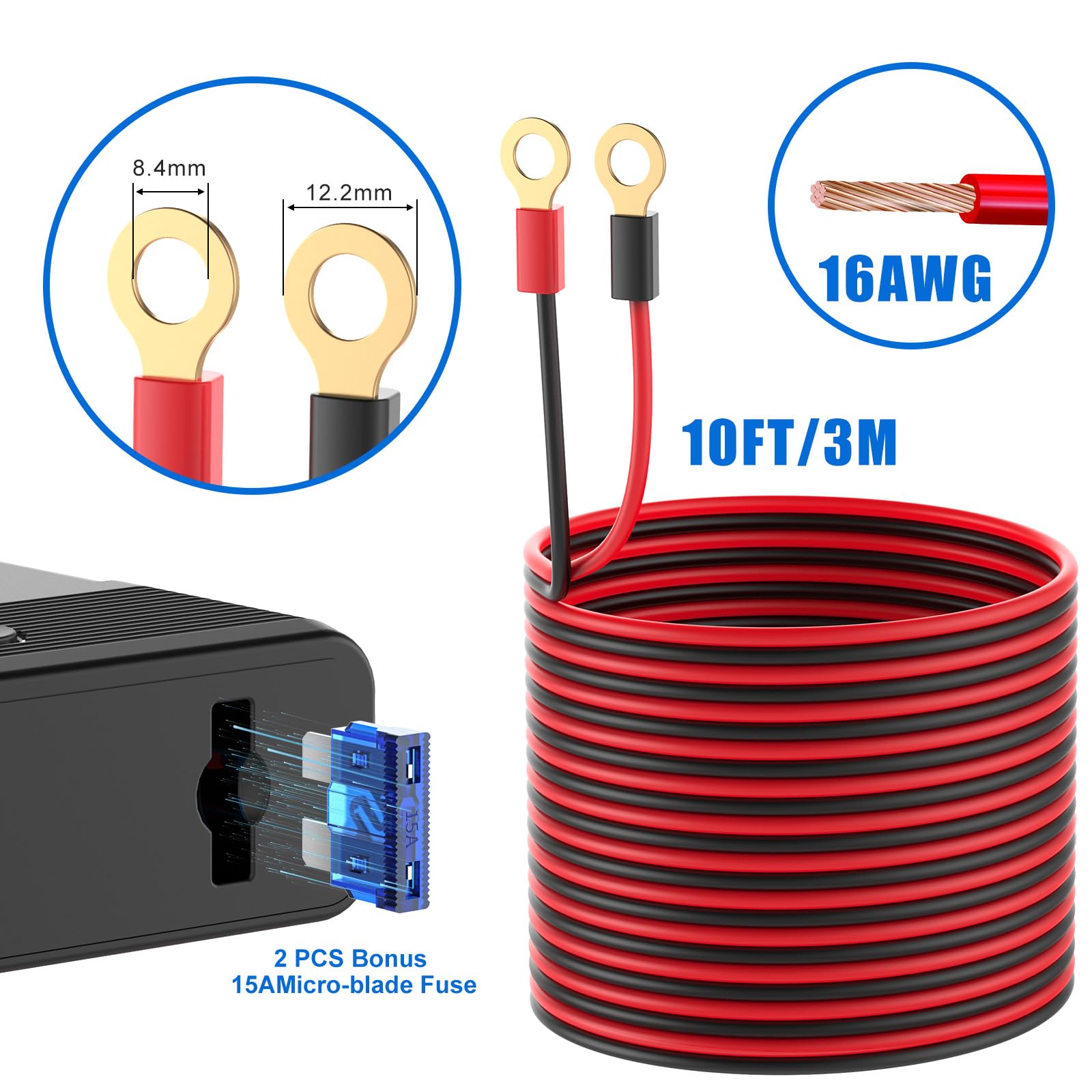 Splitter per presa caricatore auto 12V 24V con cavo 10FT/3M, 3 prese accendisigari Adattatore multiplo a 4 porte con display LED principale e interruttore indipendente, per camion camper auto dash cam