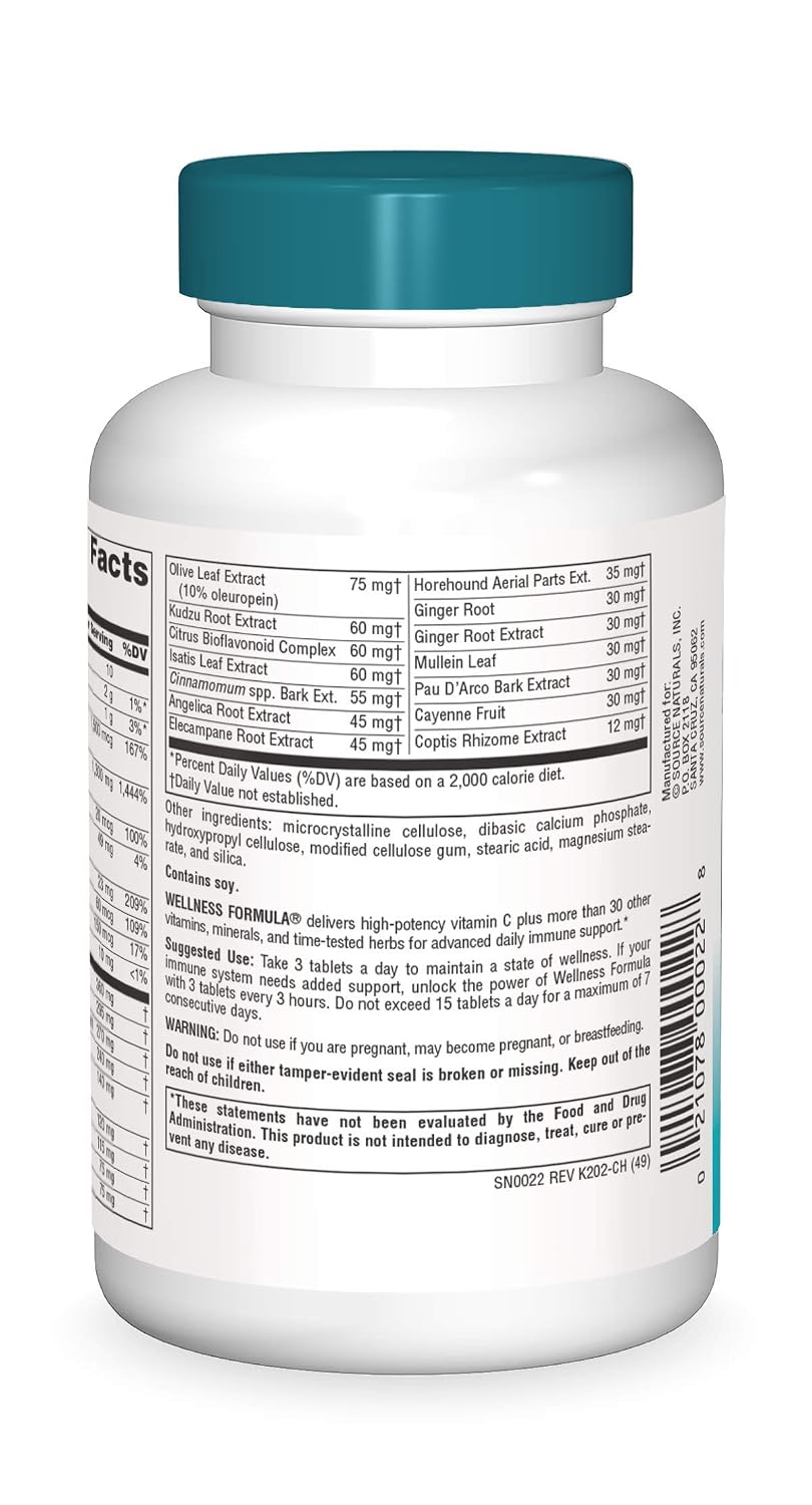 Source Naturals Wellness Formula Bio-Aligned Vitamins & Herbal Defense - Immune System Support Supplement & Immunity Booster - 90 Tablets