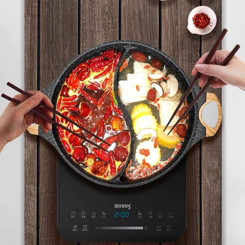Maifan Stone Faitout en granit anti-adhésif 2,3 kg Grande capacité avec deux grilles Couvercle transparent Compatible avec différentes cuisinières