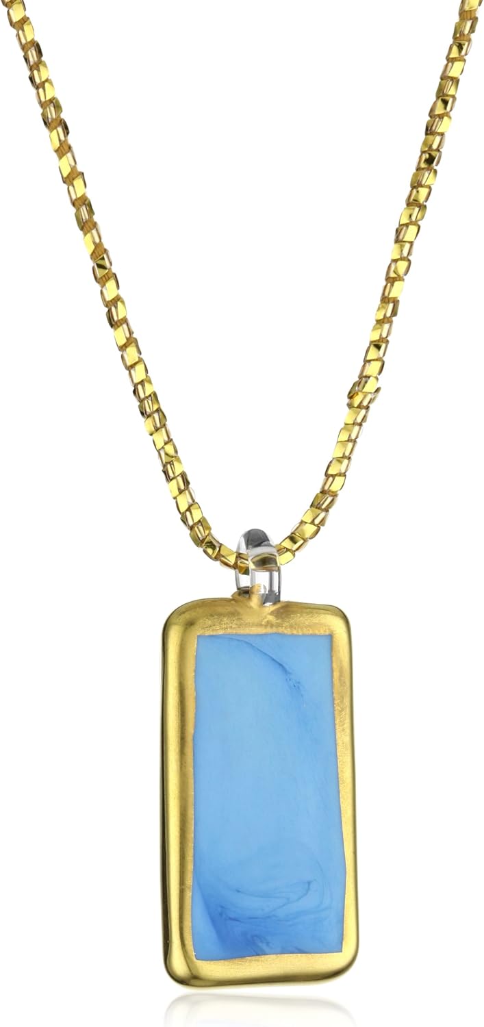 Yummi Glass 24k GoldPainted Sky BlueColor Mini Rectangle