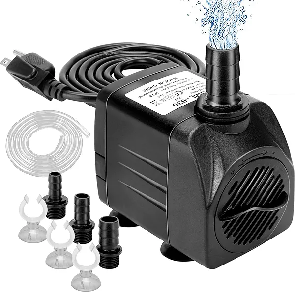 GROWNEER 550GPH Submersible Pump 30W Ultra Quiet Fountain Water Pump, 2000L/H, with 7.2ft High Lift, 3 Nozzles, 4.9 Feet Tubing for Aquarium, Fish Tank, Pond, Hydroponics, Statuary