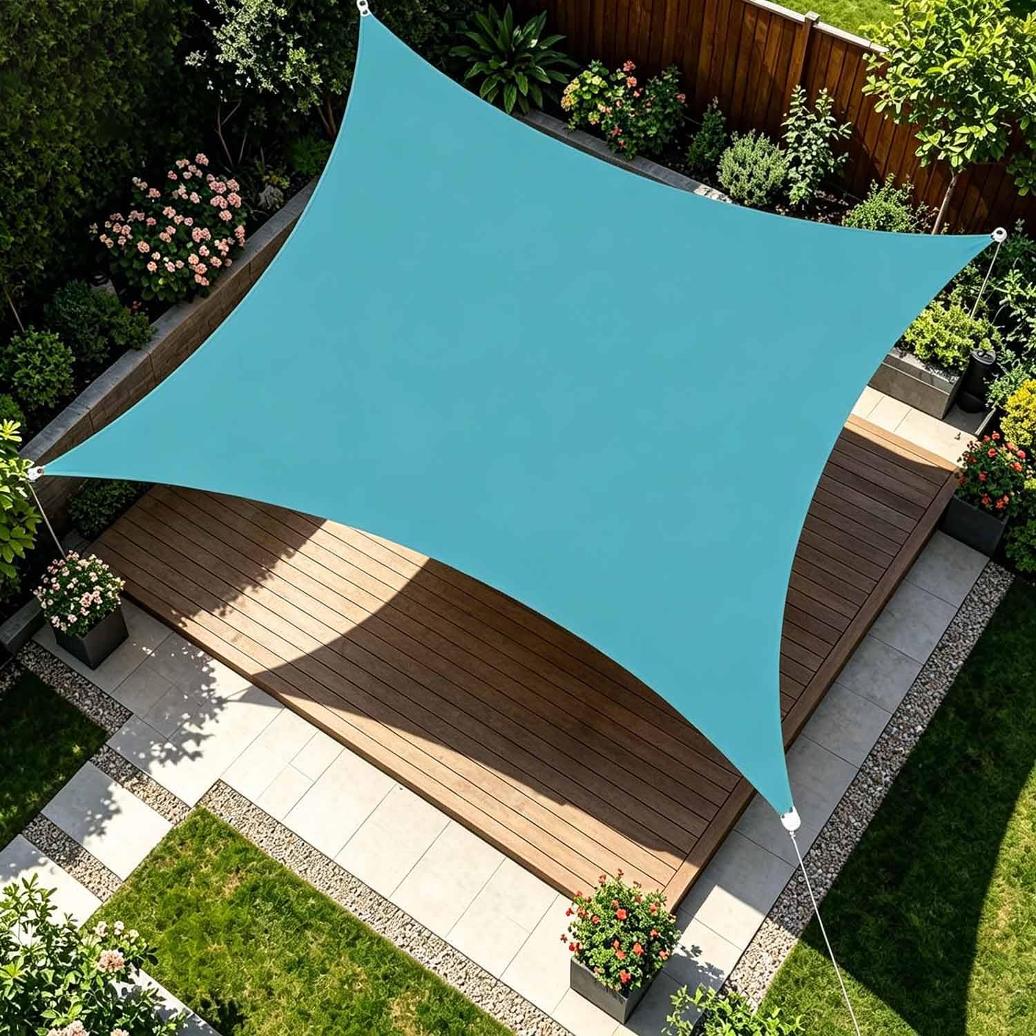 Ffsaacol Shade Sails Rectangle, Sun Shade Sail for Garden with Ropes, Shade Sail Canopy Waterproof UV Block Fabric, for Patio Lawn Garden Carport Backyard Deck Pergola 3, 13x16FT/4x5m