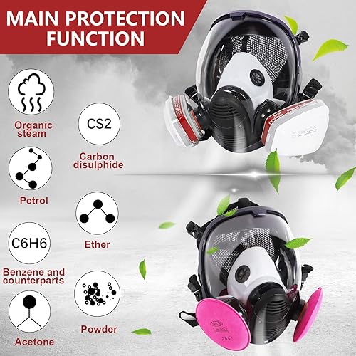 Miniatura 2 de Juego de funda reutilizable para respirador con filtros, correa ajustable para gas, pulverización de pintura, química, pulido a máquina, soldadura,