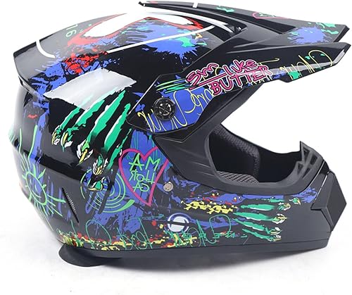 Miniatura 5 de Casco de cara completa para motocicleta, motocross, ATV, UTV, todoterreno, MTB Racing Casco, cascos ligeros DOT con guantes de gafas para adultos y