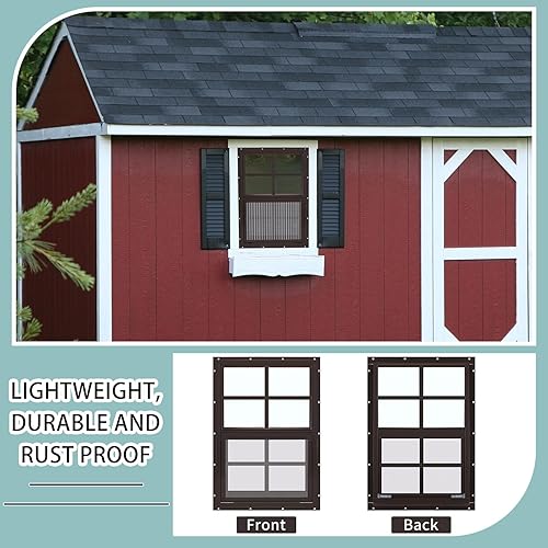 Miniatura 54 de Tandefio Paquete de 2 ventanas de cobertizo blanco de 14 x 21 pulgadas para gallinero con vidrio templado y pantalla para el hogar con deslizador