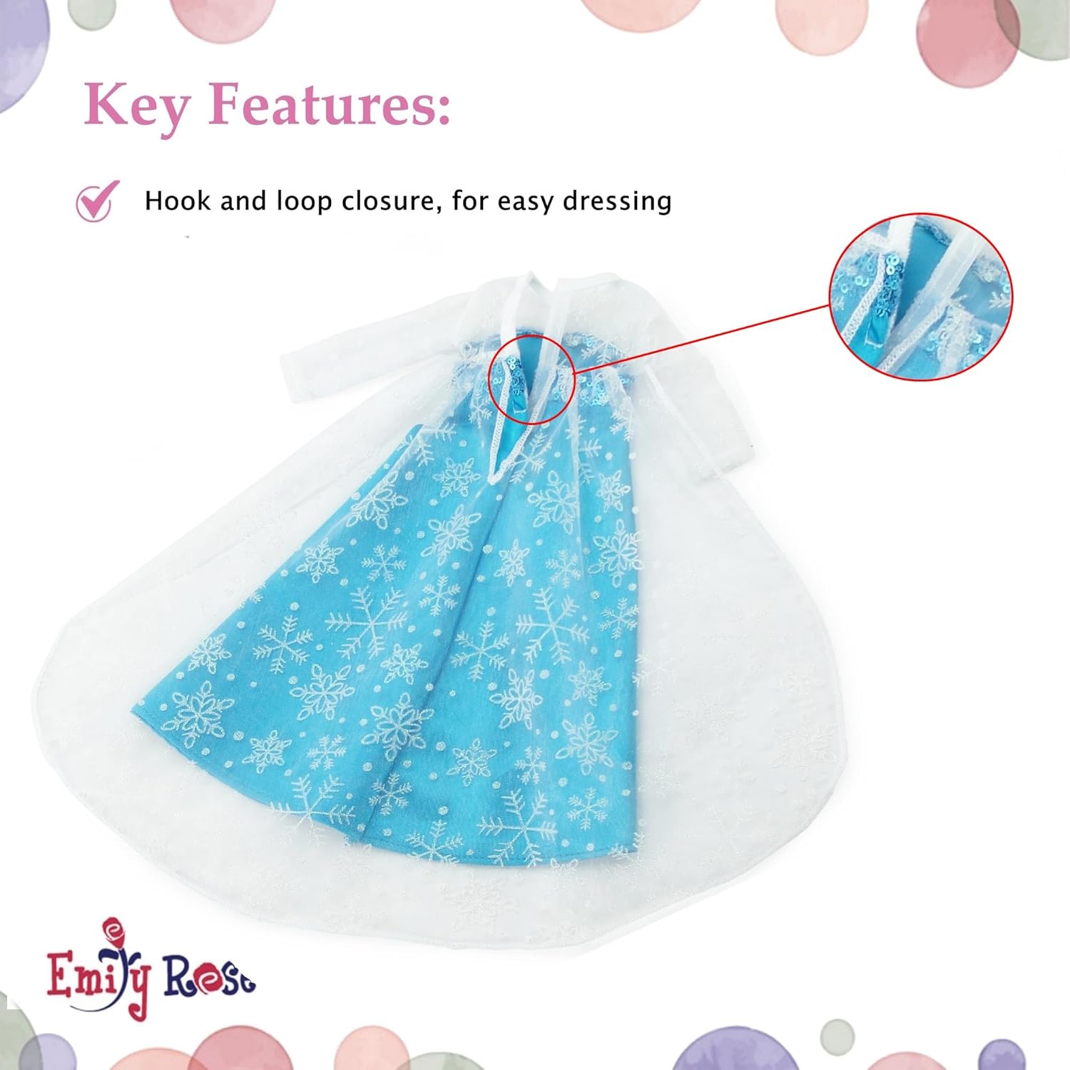 Emily Rose 18 inch Doll Clothes Ice Princess Halloween Costume Gown Dress Outfit with Sparkly Snowflake Shoes! | Fits Most 18-in Dolls |USA Business | Double Reinforced Stitching