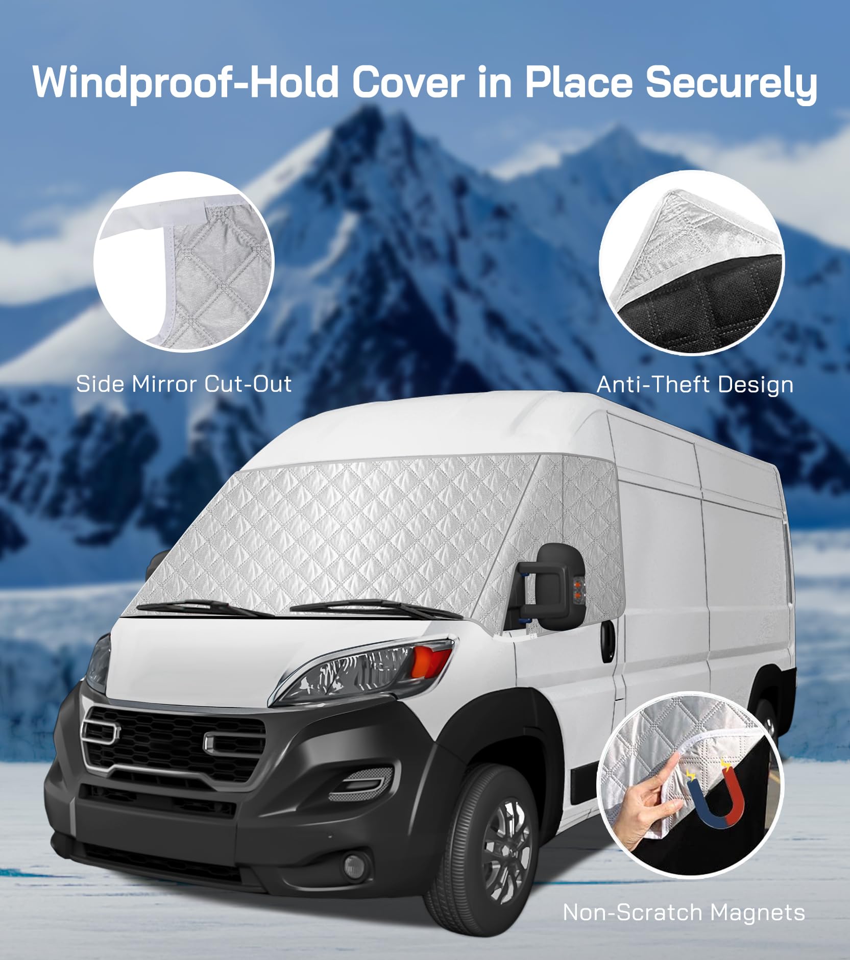 Kathaobai - Parasol Para Parabrisas De Ajuste Personalizado Compatible Con Dodge RAM ProMaster 2014-2025 De Tamaño Completo Para Camioneta De Carga, Chasis De Cabina Con Corte Actualizado, Protector