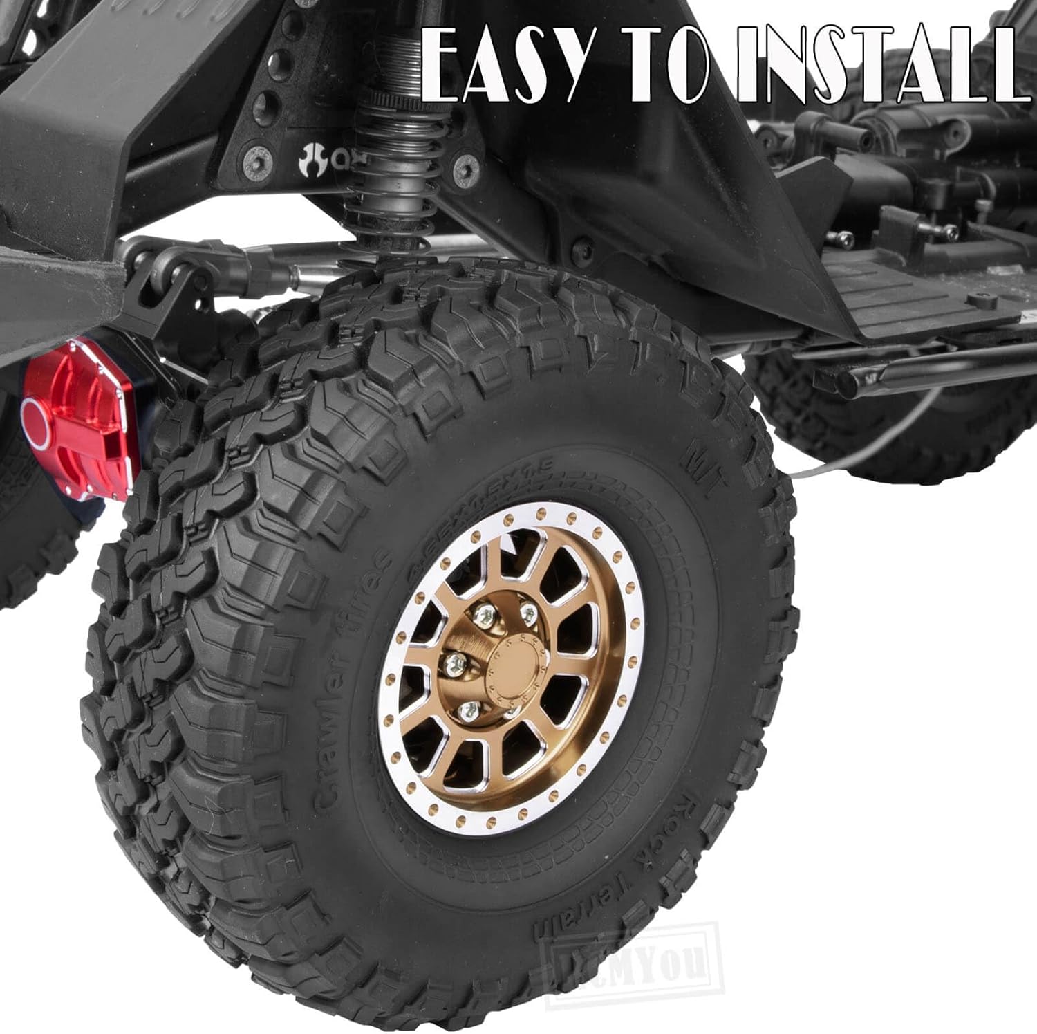 Aluminum RC 1.9 Beadlock Wheel Rims for 1/10 RC Crawler Car TRX4 TRX6 SCX10 SCX10 II 90046 SCX10 III D90 VS4-10 Gen8 CFX MST,Aluminum RC 1.9 Beadlock Wheel Rims,Brown