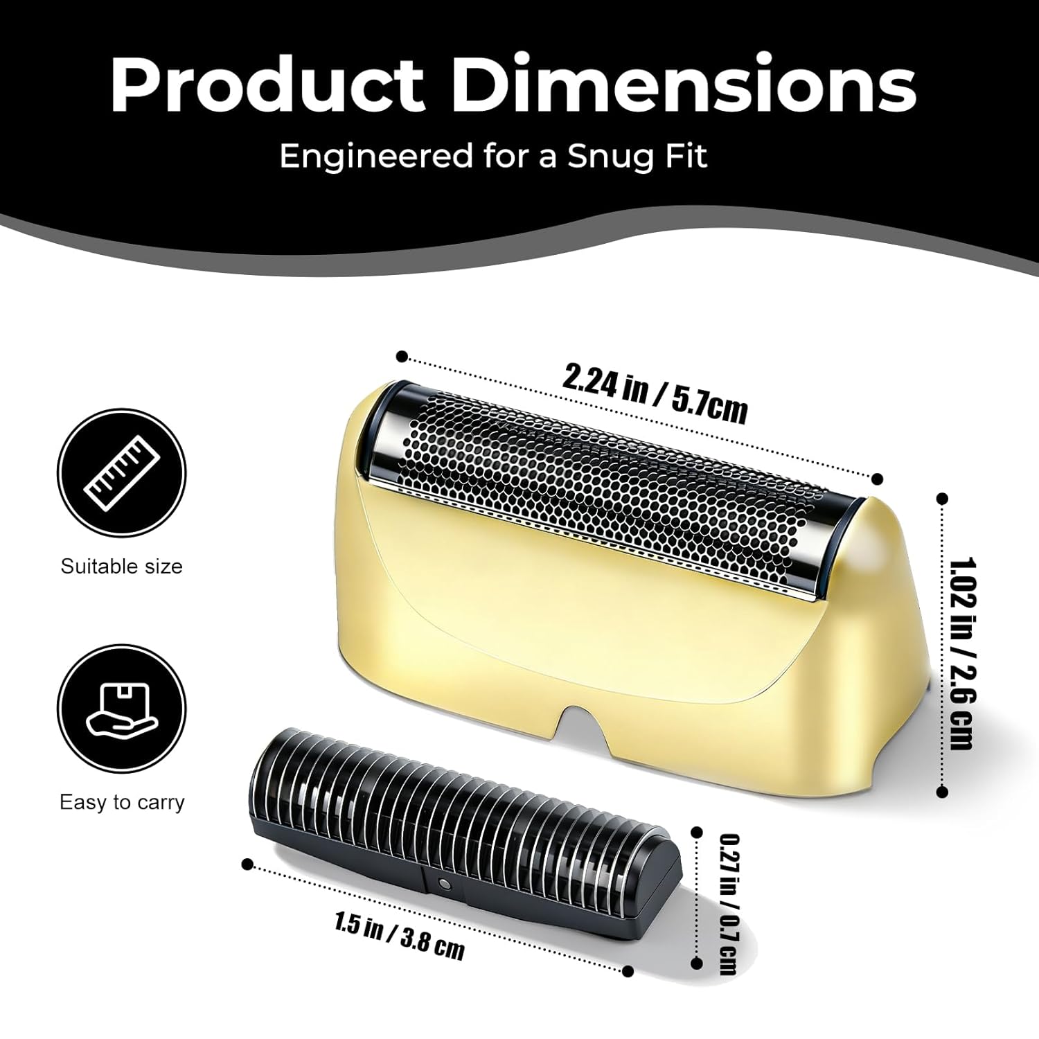 2-Pack Shaver Replacement Foil and Cutter Compatible with BaBylissPRO UV-Disinfecting Single Replacment Foil (Gold)