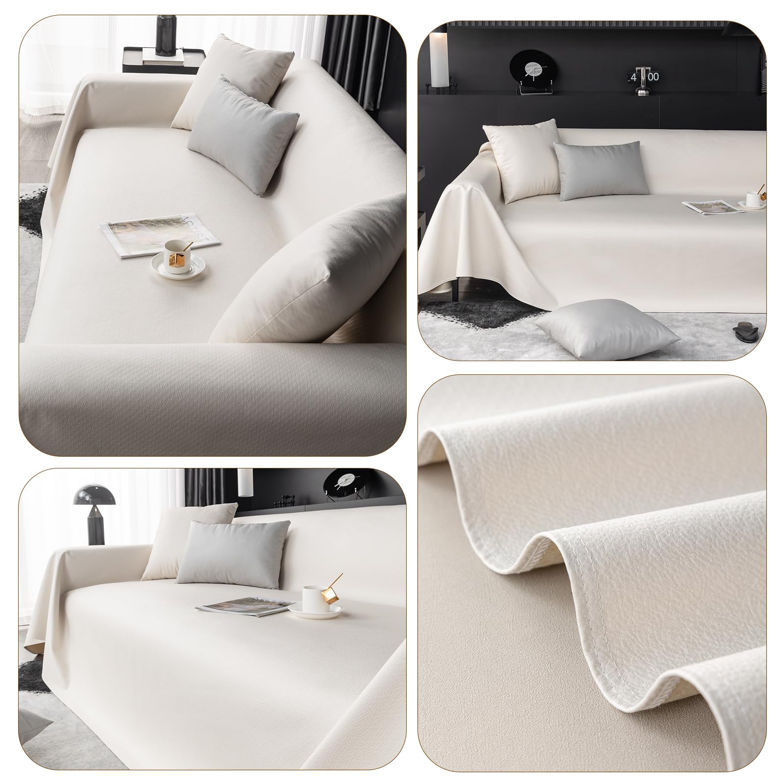Funda de Sofá Antideslizante Suave Protección de Muebles Funda de Sofá Protectora Impermeable Cojín de Sofá Desenfundable Protector de Mascotas 205 * 300cm-Beige(1 PC