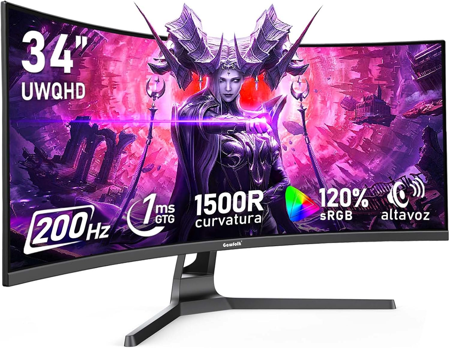 Gawfolk Monitor para Juegos Curvo Ultrawide 34 Pulgadas (200Hz, UWQHD 3440×…