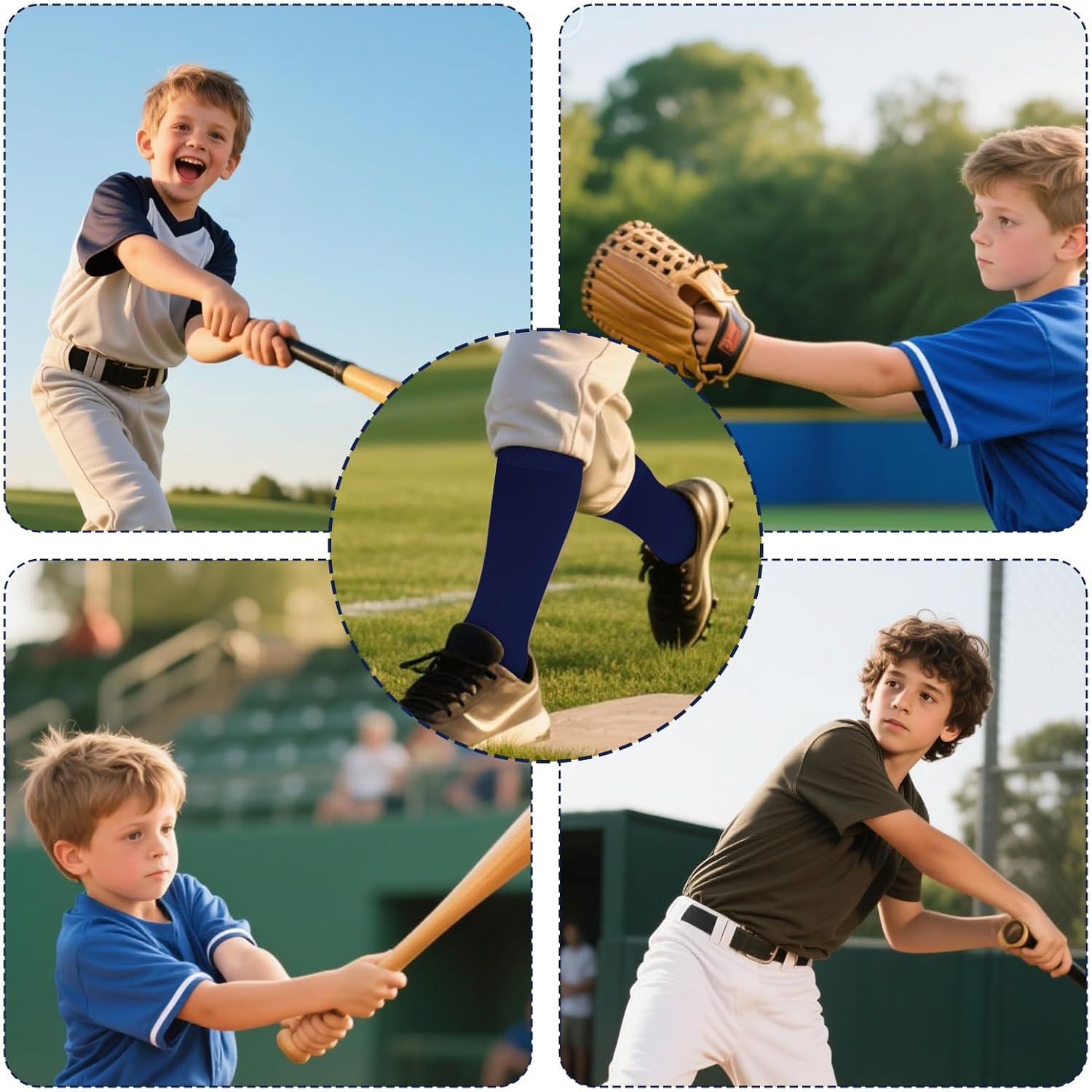 Youth Baseball Socks, Belt and Ball Set, Softball Knee High Socks for Football Sports Athletic Gear Accessories Adjustable Belt & Baseball for Boys Girls(Dark Blue, M) - Image 7
