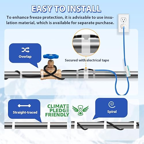 Miniatura 28 de Cable de calefacción de tubería TDSF, 120 V, 6 pies, autoregulable 3 W/FT